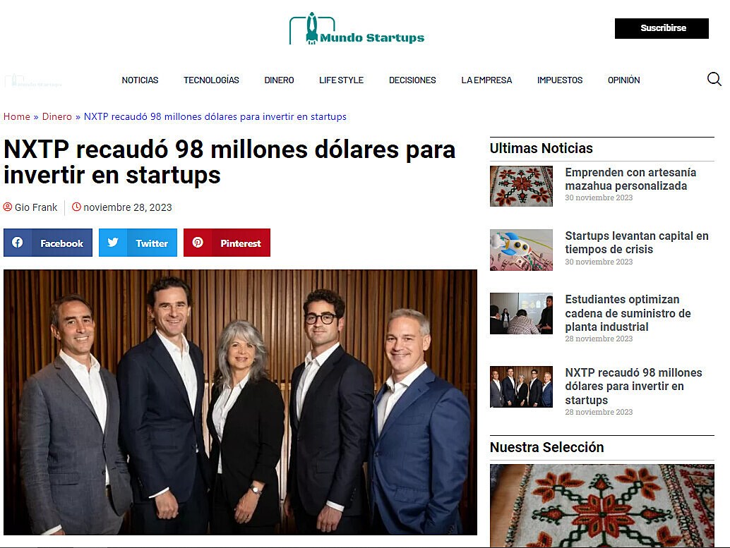NXTP recaud 98 millones dlares para invertir en startups